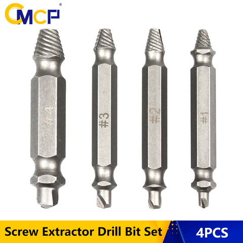 Extracteur de vis endommagées 4 pièces, jeu de forets 1 #2 #3 #4 # Double face, outils d'extraction des vis ► Photo 1/6