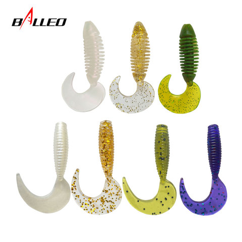 Balleo – lot d'appâts de pêche souples en silicone, avec longue queue bouclée, artificiels, crankbait, faux asticots, 3g/2.1g, 8 pièces ► Photo 1/6