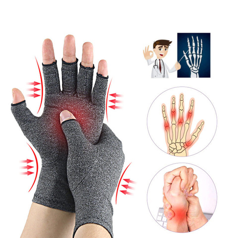 Gants de Compression pour l'arthrite, 1 paire = 2 pièces, Premium, soulagement de la douleur articulaire, gants pour mains, thérapie, doigts ouverts, Compression ► Photo 1/6