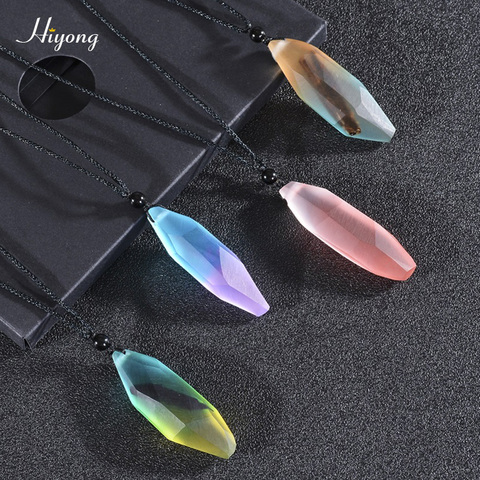 HIYONG-collier unisexe en résine de bois, réglable, chaîne de pull, pendentif, Vintage, noir, longue corde, offre spéciale ► Photo 1/6