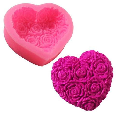 1PC 3D amour coeur Rose fleur forme Silicone moule Fondant chocolat gâteau décoration cuisson outils moules moule savon ► Photo 1/6