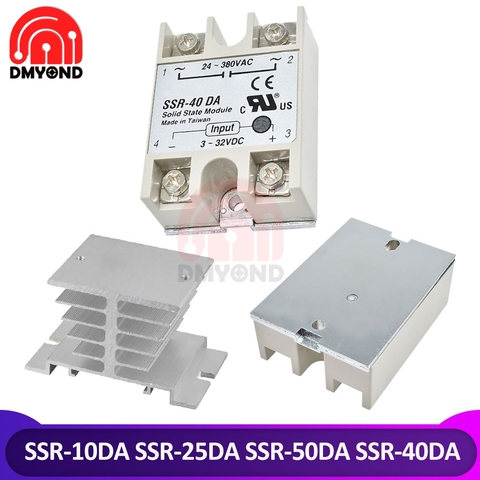 Relais à semi-conducteurs SSR-10DA SSR-25DA SSR-50DA SSR-40DA 10A 25A 40A 50A 3-32V cc à 24-380V AC SSR 10DA 25DA 40DA 50DA relais ► Photo 1/6