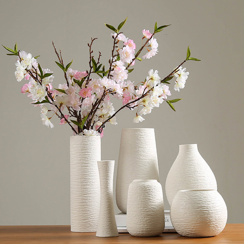 Vase littéraire moderne et minimaliste, accessoires de décoration pour la maison, Vase en céramique blanche pour fleurs sèches, Vases littéraires pour fleurs ► Photo 1/5