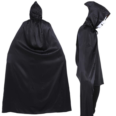 Faucheuse d'halloween grande cape noir Costume faucheuse cape démon cape noir longue cape à capuche Cosplay Costume ► Photo 1/6