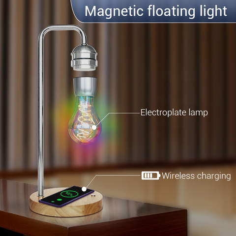 Ampoule LED à lévitation magnétique, lampe de bureau flottante, technologie Magic Black, chargeur sans fil pour téléphone, cadeau de noël, nouveauté ► Photo 1/6