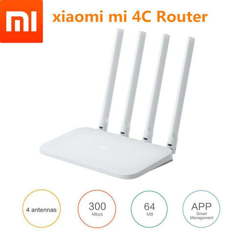 Xiaomi Smart Home WIFI routeur 4C Roteador APP contrôle 64 RAM 802.11 b/g/n 2.4G 300Mbps 4 antennes sans fil routeurs répéteur ► Photo 1/6