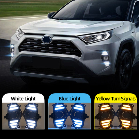 Voiture clignotant 2 pièces DRL pour Toyota RAV4 2022 LED feux diurnes étanche avec débit jaune clignotant pare-chocs ► Photo 1/6