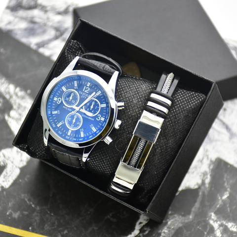 Ensemble de 2 bracelets de montre à Quartz pour hommes, Top marque, mode, rétro-éclairage, étanche, décontracté, Business ► Photo 1/6