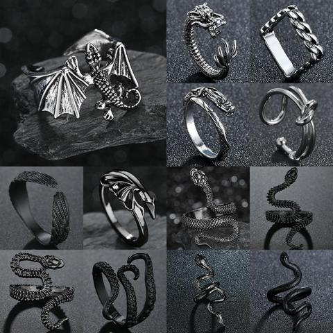 Mode Dragon volant anneaux Punk Vintage serpent anneau réglable Hiphop Rock bijoux doigt pour homme femmes cadeau ► Photo 1/6