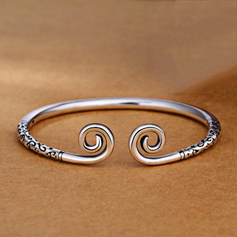 XIYANIKE – bracelets Vintage en argent Sterling 925 pour femmes, bijoux avec lettrage créatif, fait à la main, pour Couple, taille réglable ► Photo 1/5