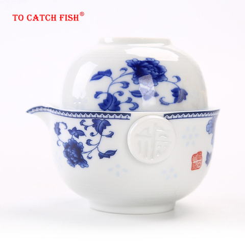 Service à thé en céramique comprend 1 Pot 1 tasse, gaiwan élégant de haute qualité, belle théière et facile, théière kung fu ► Photo 1/6