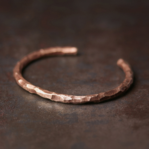 Bracelet en cuivre forgé forgé à la main, bijou unisexe, rustique, ancien Punk, Viking, fait à la main, cadeau pour elle ► Photo 1/5