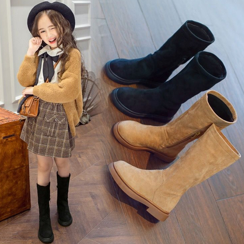 Bottes montantes en cuir pour filles, chaussures princesse pour enfants, tendance 2022 ► Photo 1/6