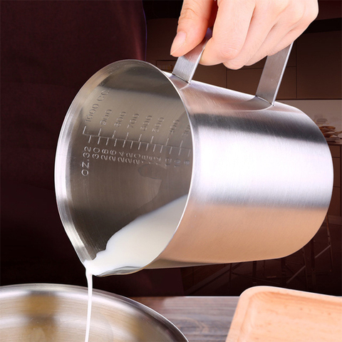 Tasse de mesure épaisse en acier inoxydable | 304 avec échelle de 2000ml 1000ml 500ml de cuisson de thé de cuisine, tasse de mesure de grande capacité ► Photo 1/5