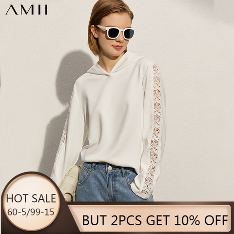 Amii minimalisme printemps nouvelle mode sweat à capuche pour femme casual à capuche creux en vrac Streetwear femelle hauts Pullover 12170036 ► Photo 1/1