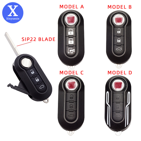 Xinyuexin-coque de clé télécommande à 3 boutons, pliable, pour voiture FIAT 500 Panda, Punto, Bravo, Ducato, Stilo, SIP22, porte-clés étui ► Photo 1/6