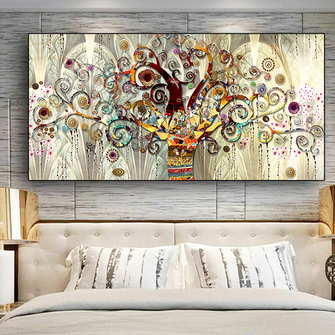 Toile d'art mural de paysage avec arbre de vie de Gustav Klimt, affiches et imprimés scandinave, tableau d'art mural moderne pour salon ► Photo 1/6