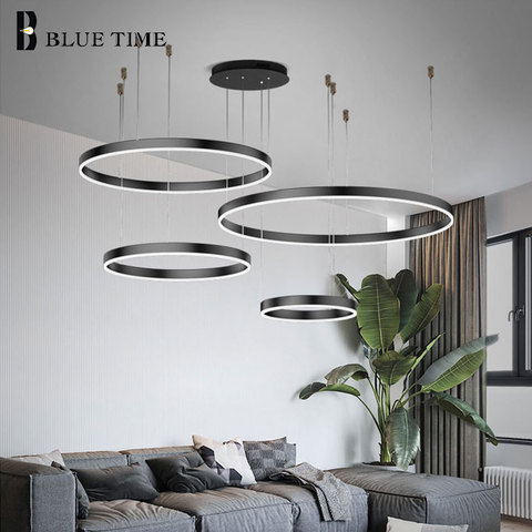 Moderne Led lustre éclairage intérieur noir or lustre éclairage pour salon salle à manger cuisine chambre lampe Luminaires ► Photo 1/6