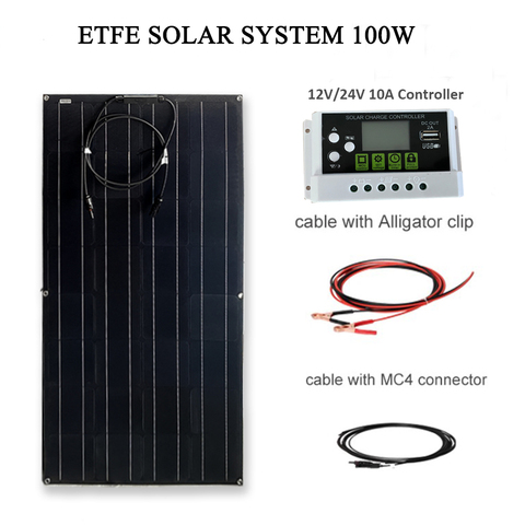 1000W énergie solaire système solaire entier 2*100w flexible panneau solaire puissance maison kit solaire 110 V/220 V avec onduleur et contrôleur ► Photo 1/6