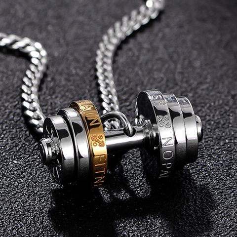 Barbell 2022 acier inoxydable collier hommes Couple pendentifs Fitness sport homme Fitness accessoires bijoux sur le cou fierté ► Photo 1/6