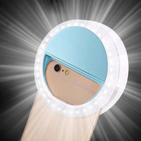 1pc téléphone Portable lumière pince Selfie LED Auto Flash pour téléphone Portable Smartphone rond Portable Selfie lampe de poche maquillage miroir ► Photo 1/6