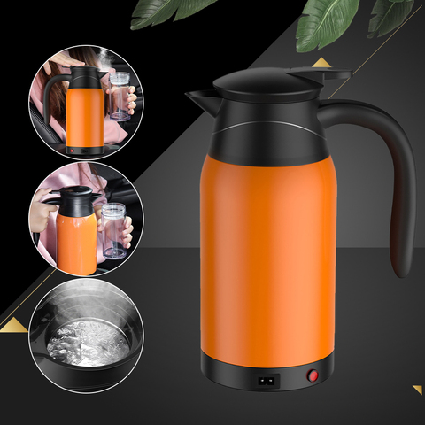 1000ML voiture bouilloire électrique en acier inoxydable voiture chauffage tasse tasse à café voyage eau lait bouteille pour Camping bateau 12V/24V ► Photo 1/6