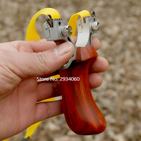 Lance-pierre de haute précision, catapulte en acier inoxydable + manche en bois avec puissant bracelet en caoutchouc, jeux de chasse en plein air ► Photo 1/6