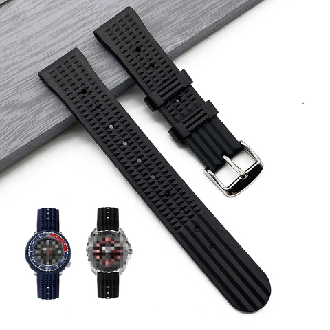 Bracelet Silicone gaufré étanche 20mm 22mm pour Seiko Samsung Huawei montre Sport hommes plongée remplacer bracelet de montre en caoutchouc noir bleu ► Photo 1/6