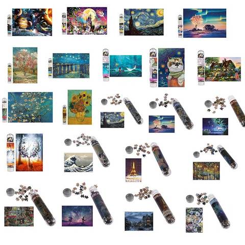 Puzzle multi-types de paysages, 150/234 pièces, emballage dans un Tube à essai, jouets éducatifs ou pour adultes, jeux de maison pour enfants ► Photo 1/6