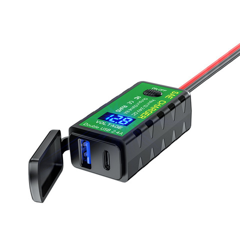 Chargeur USB SAE à USB TYPE-C TYPE-C, interrupteur marche/arrêt, étanche, déconnexion rapide, pour motos, 3,1 a/4,8 a, voltmètre ► Photo 1/6