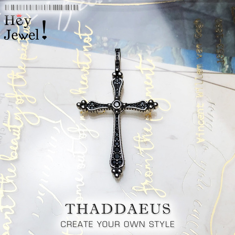 Pendentif croix royale noire, Bijoux en argent Sterling 2022, collier européen à la mode, accessoires, cadeau pour femmes et hommes, 925 ► Photo 1/6