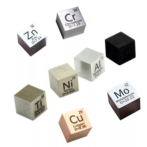 Élément Cube de densité Pure 10mm, Cobalt, Nickel, cuivre, Zinc, Zirconium, Niobium, étain, molybdène, Bismuth, plomb, antimonium Indium ► Photo 1/6