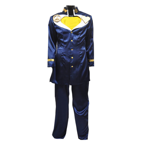 Jojo's Bizarre Adventure Josuke Higashikata – Costume de Cosplay bleu, uniforme de fête, carnaval, Costume d'halloween pour adultes ► Photo 1/6