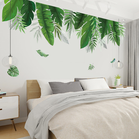 Plantes tropicales feuille de banane Stickers muraux pour salon chambre écologique vinyle Stickers muraux Art peintures murales affiche décor à la maison ► Photo 1/6