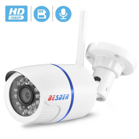 BESDER — Caméra de surveillance bullet extérieure IP WiFi HD 2MP/1080p, avec vision nocturne, enregistrement audio, port SD et protocole ONVIF ► Photo 1/6