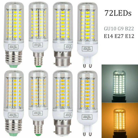 Ampoule épis de maïs LED E14 E27 72LED 5730 SMD GU10 G9 B22 baïonnette E12 puces AC 110V 220V projecteur bougie Lampada remplacer halogène 60W ► Photo 1/1