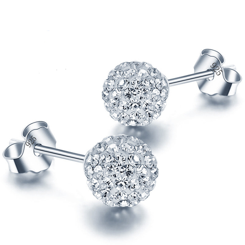 6/8/10mm blanc S925 timbre Plata boucles d'oreilles Micro Disco boules cristal boucle d'oreille sans danger pour la peau femmes bijoux en gros ► Photo 1/4