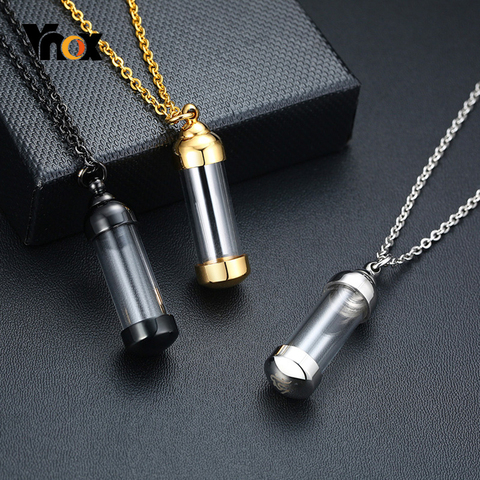 Vnox peut ouvrir Tube creux colliers pour femmes hommes urne cendres crémation mémorial pendentifs acier inoxydable unisexe cadeaux bijoux ► Photo 1/6