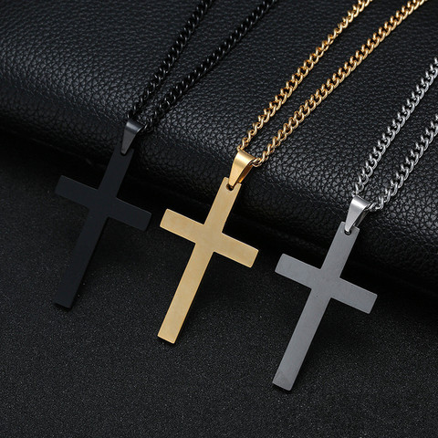 Mode croix pendentif collier femmes hommes en acier inoxydable chaîne de breloques collier Cool garçons filles Punk Hip Hop bijoux cadeau ► Photo 1/6