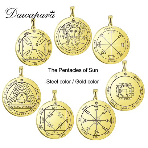 Dawapara-pendentif amulette du soleil, Pentacle breloques à assembler soi-même, pour colliers, bijoux en acier inoxydable, accessoires Talisman ► Photo 1/6