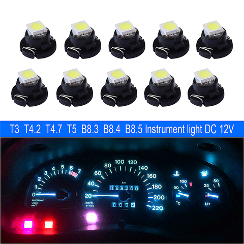 10x T3 T4.2 T4.7 T5 B8.3 B8.4 B8.5 LED Voiture ampoule Luces LED Par 1 LED s 1210 5050 SMD Intérieure Automatique de lumière Latérale ► Photo 1/6