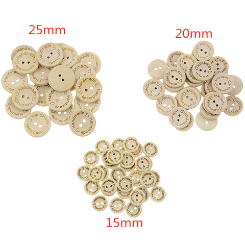 Boutons en bois faits à la main avec lettres d'amour, 100 pièces/lot, Type bol, couleur naturelle, accessoires artisanaux pour vêtements de bébé ► Photo 1/6