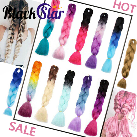 Noir étoile cheveux Jumbo tressage cheveux Ombre Extensions 24 pouces 100 g/pcs cheveux synthétiques torsion tressage Extensions de cheveux pour les femmes ► Photo 1/6