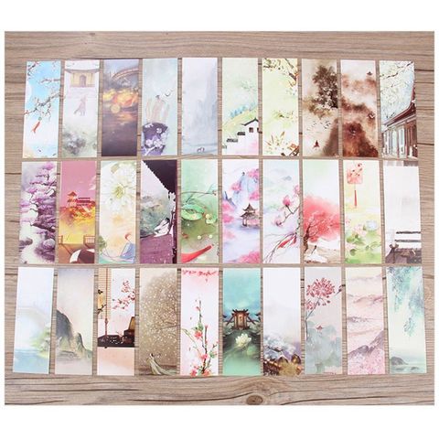 30 pièces 18 Styles créatifs Style chinois fleurs papier signets peinture cartes rétro belle boîte signet cadeaux commémoratifs ► Photo 1/6