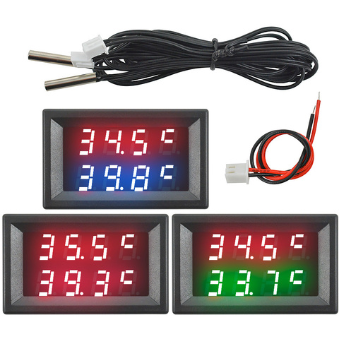 DC 5V 12V 24V 4 chiffres numérique LED double affichage thermomètre contrôleur NTC étanche capteur de température testeur pour voiture d'aquarium ► Photo 1/6