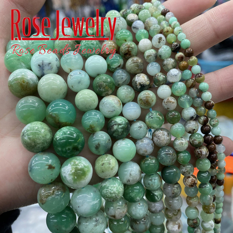 A + Natural australie Chrysoprase Jades gemmes perles de pierre rondes perles en vrac 4-10MM pour la fabrication de bijoux Bracelet à bricoler soi-même accessoires 15