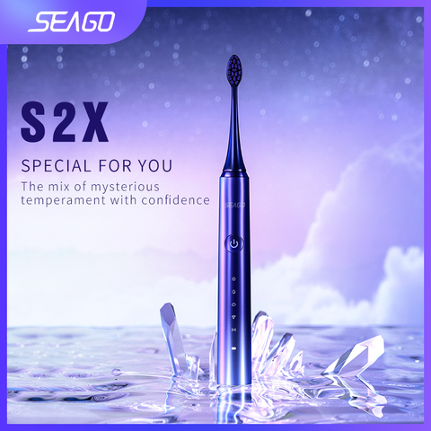 SEAGO – brosse à dents électrique sonique Rechargeable, 5 modes, étanche, charge rapide, Couple adulte, cadeau ► Photo 1/6