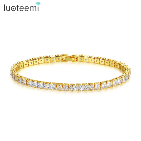 LUOTEEMI nouveau mosaïque cubique zircon Tennis Bracelet & bracelets pour femmes mode bijoux Pulseras Mujer cadeau de noël ► Photo 1/6