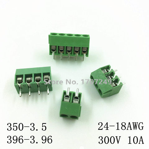 Connecteur de borne PCB à vis 24-18awg, KF350-3.5 broches 2p-6 broches 300V 10A KF350 3.5mm 2pin-6 broches droites, 10 pièces/lot ► Photo 1/6