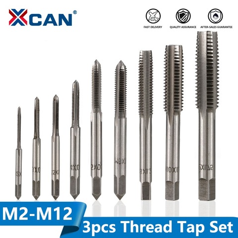 XCAN 3 pièces M2-M12 ensemble de tarauds à main métrique HSS Machine vis taraud foret à main outils de taraudage filetage ► Photo 1/6